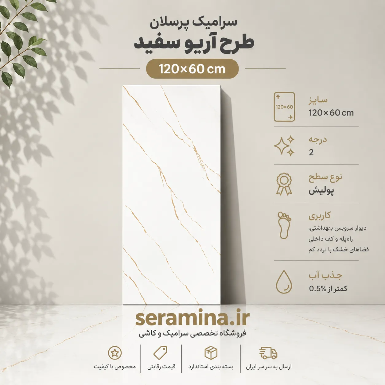 آریو سفید 120×60