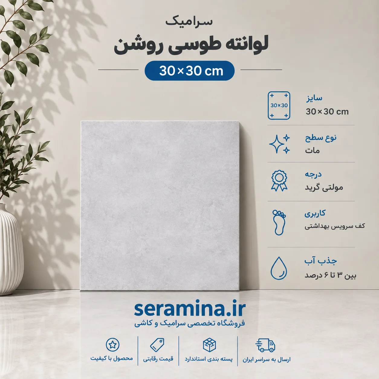 لوانته طوسی روشن 30×30
